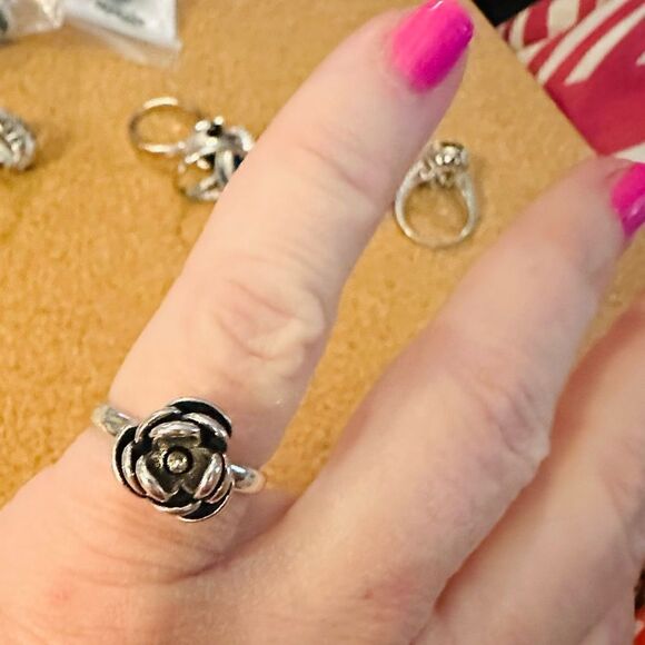 ROSE Gothic Antique Washed Silver Rose Ring Adjustable Detachable Poison - Picture 4 of 12